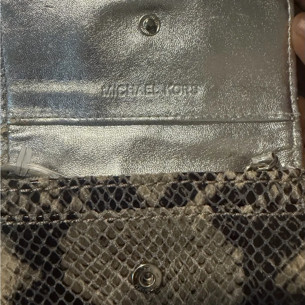 Michael Kors Snake-Print Wallet in Gray, Black and Cream